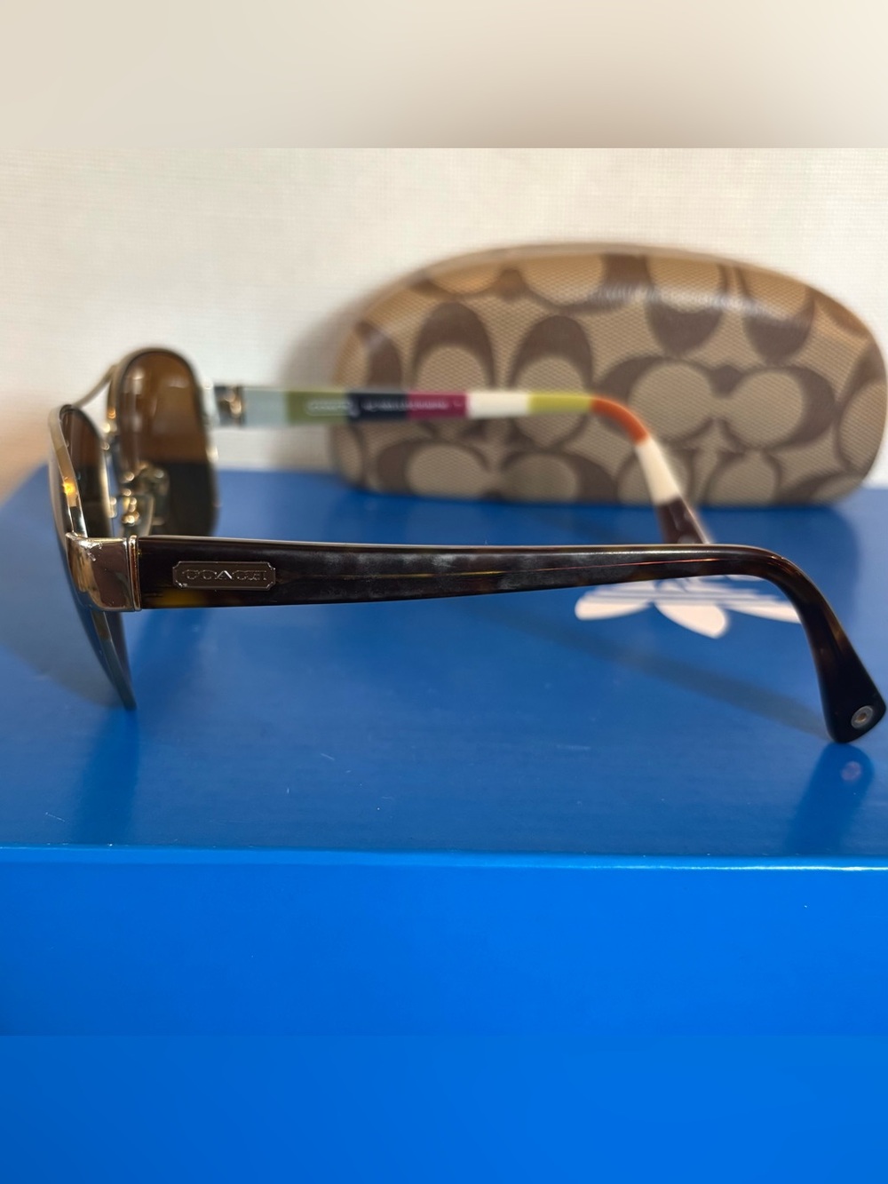 COACH HC7003 Kristina Aviator Sunglasses With Case Brown Tortoise Y2K - Picture 5 of 9